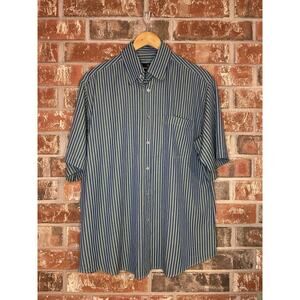 Bugatchi Vumo Short Sleeve Button Down Shirt Mens M Striped Geometric Colorful